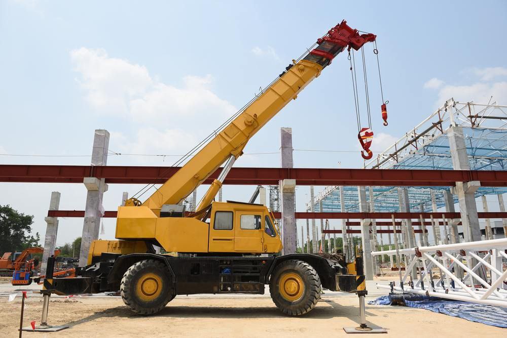 Mobile crane at a construction site